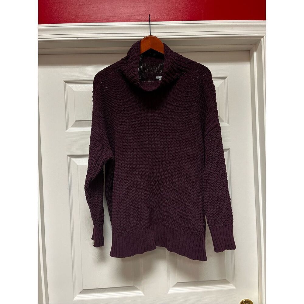 Aerie Thick Knit Plum Funnel Neck Sweater sz M Oversized